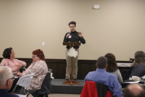 Micah, one of the 4.12 LTP students, sharing at the banquet